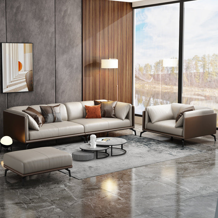 Madge Modern Luxury Leather Sectional Sofa Set with Chaise