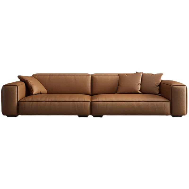 Madge Luxury Brown Faux Leather Couch - 4 Seat