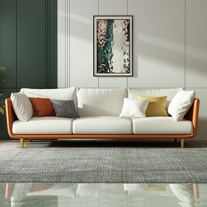 Madge Orange& White 3-Seater Sofa Set Deep Seat