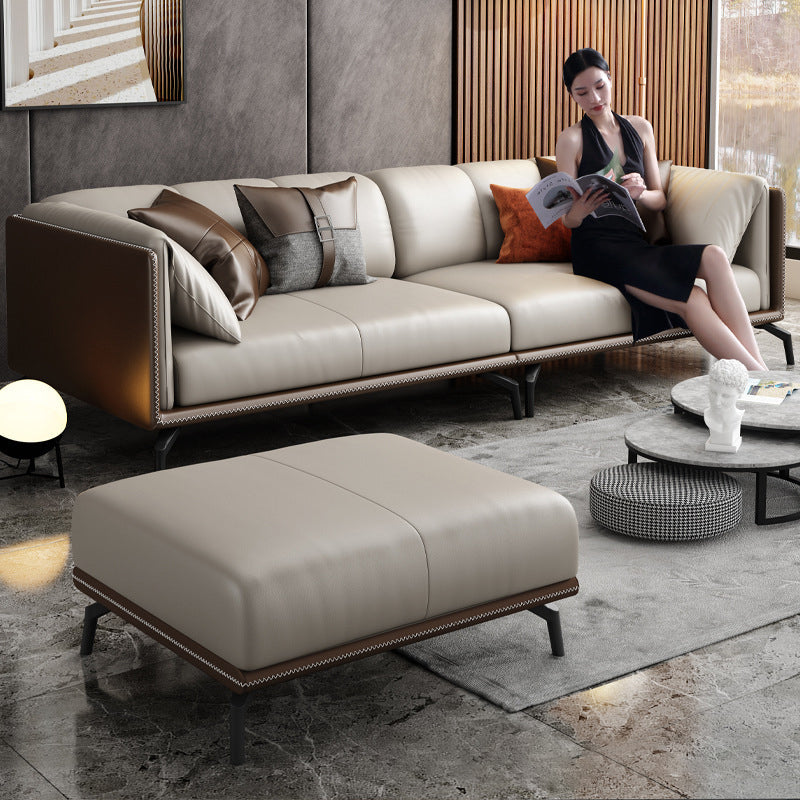 Madge Modern Luxury Leather Sectional Sofa Set with Chaise