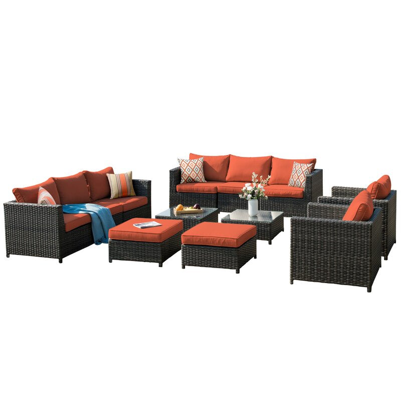 Capri Wicker 2 Outdoor Sofas, 2 Chairs, 2 Ottomans & 2 Coffee Tables