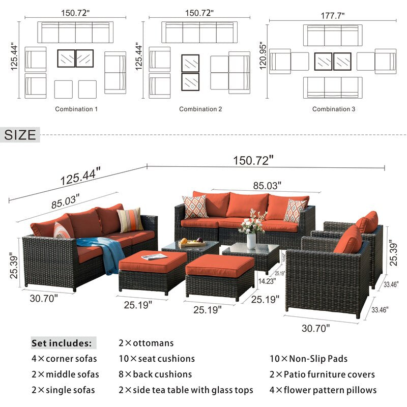 12 piece 2025 wicker patio set