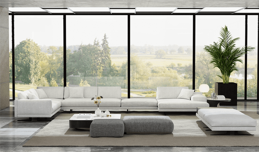6 Seats Mid-Century Modular Sectional with Chaise – Hooseng Furniture