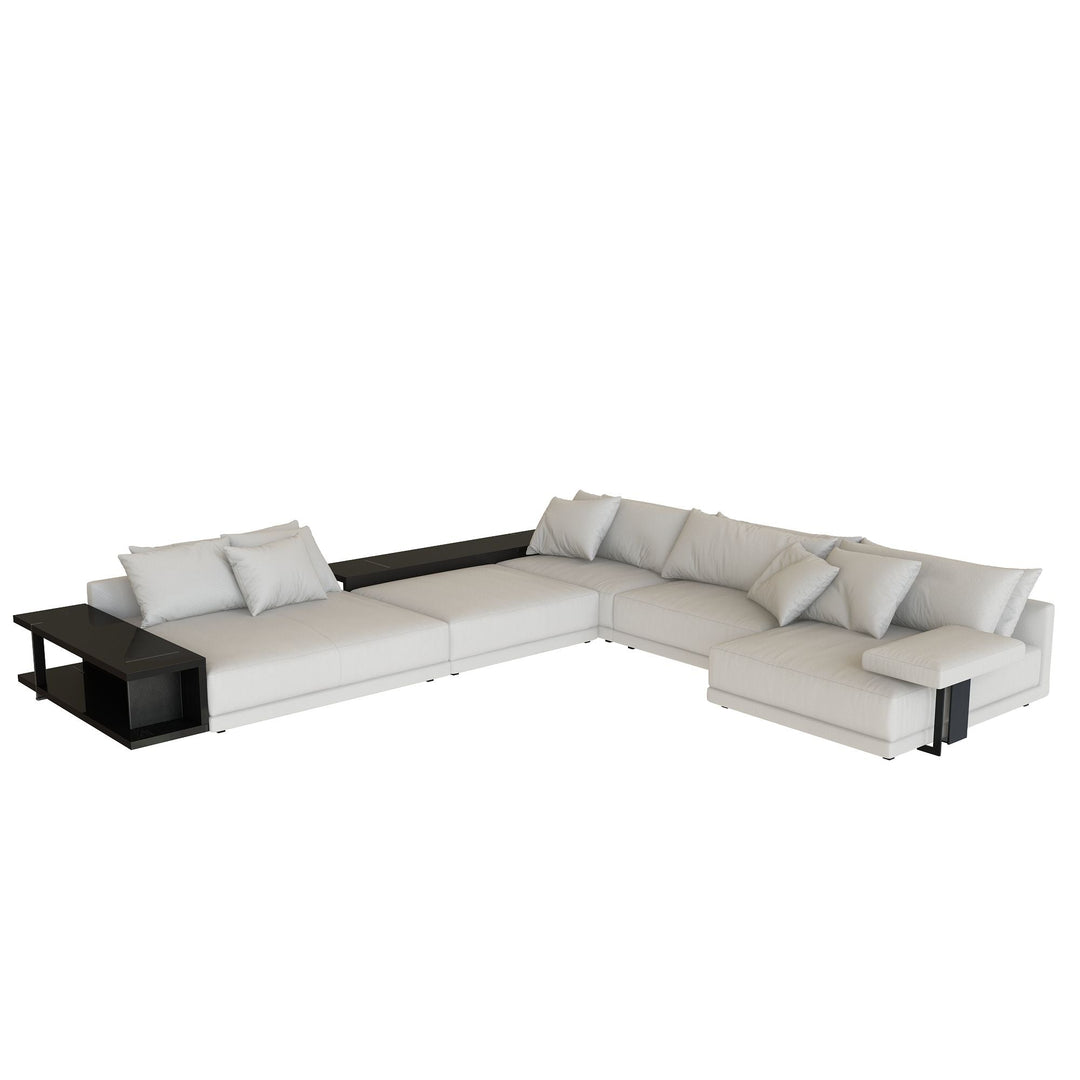 Rottnest Cotton Linen L Shaped Sectional Sofa Set with Storage table