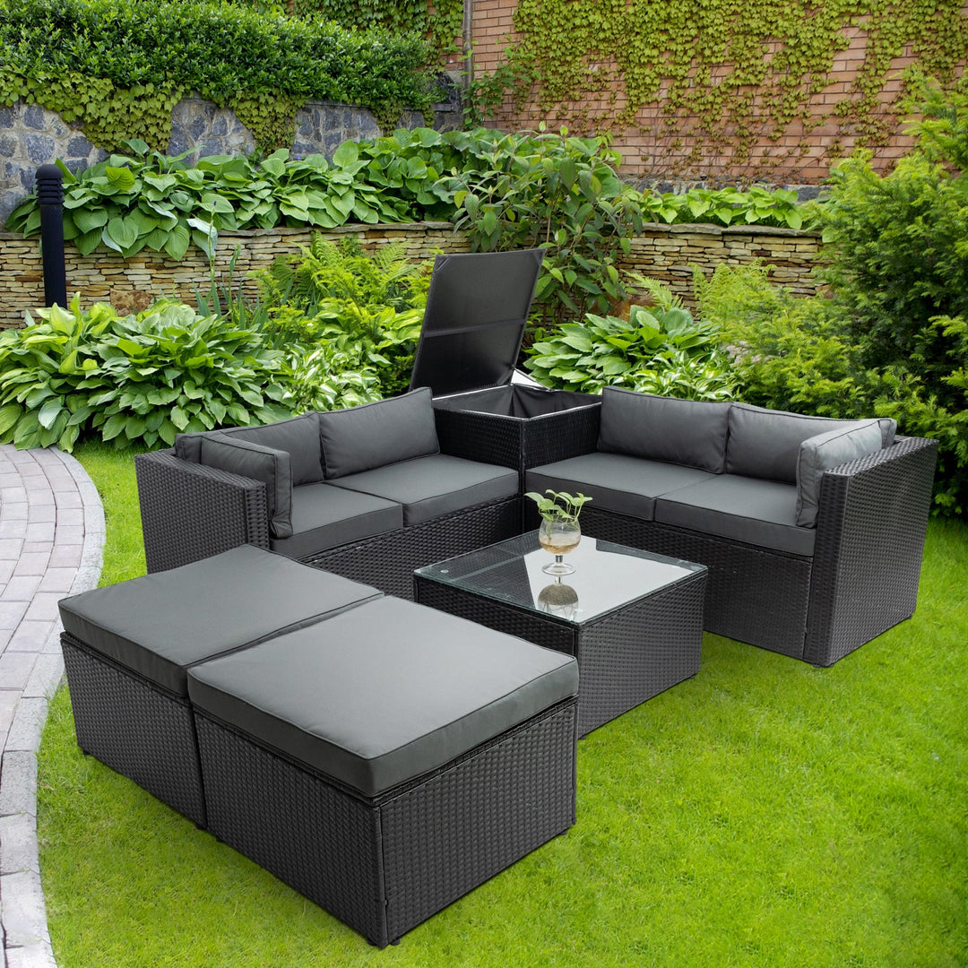 Irta Outdoor Sectional Sofa Set with Storage Box-6 Seat